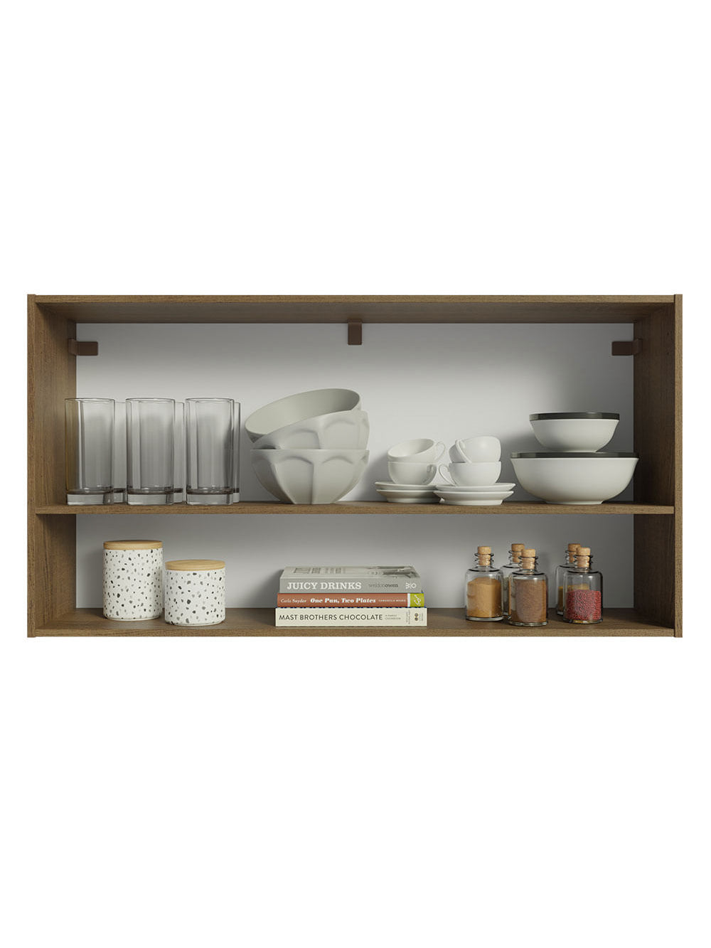 Armário Aéreo Cozinha 105cm 2 Portas 1 Nicho Rustic Emilly Madesa