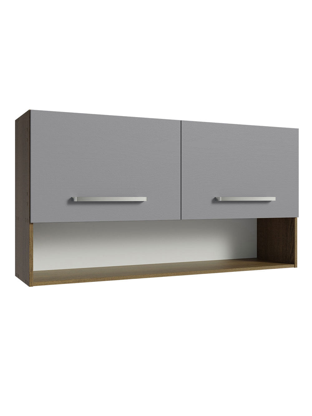 Armário Aéreo Cozinha 105cm 2 Portas 1 Nicho Rustic/Cinza Emilly Madesa - Rustic/Cinza