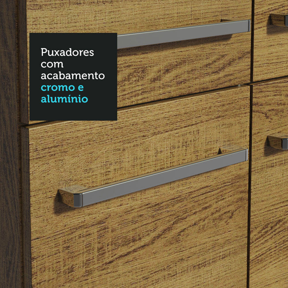 Armário de Cozinha Compacta 165cm Rustic/Cinza Emilly Madesa 07