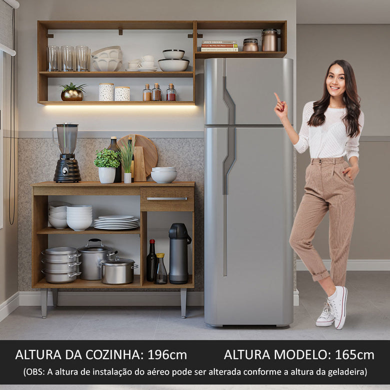 Armário de Cozinha Compacta 165cm Rustic Emilly Madesa 08