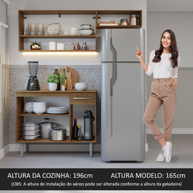 Armário de Cozinha Compacta 165cm Rustic/Cinza Emilly Madesa 08