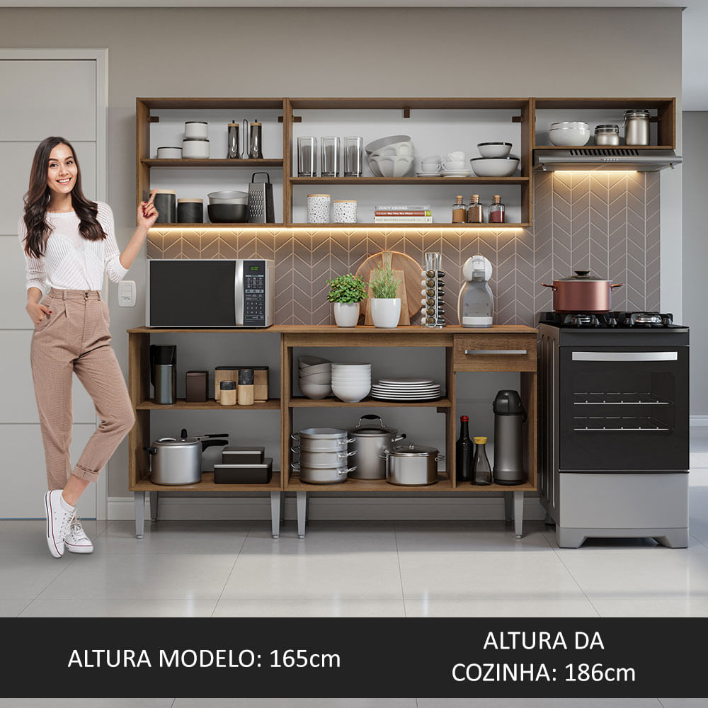 Armário de Cozinha Compacta 229cm Rustic Emilly Madesa 13