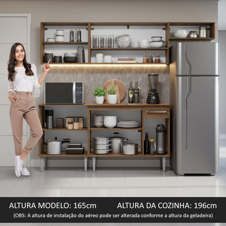 Armário de Cozinha Compacta 229cm Rustic Emilly Madesa 14