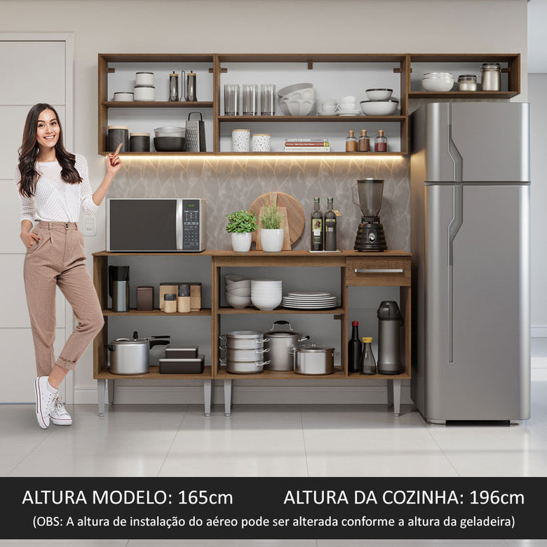 Armário de Cozinha Compacta 229cm Rustic/Cinza Emilly Madesa 14