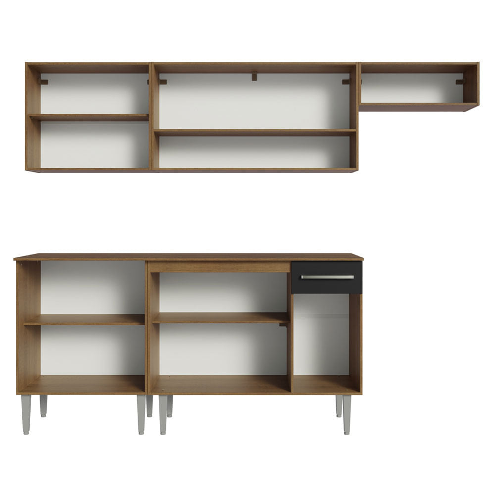 Armário de Cozinha Compacta 229cm Rustic/Preto Emilly Madesa 14