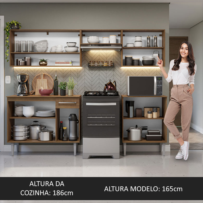 Armário de Cozinha Compacta 229cm Rustic Emilly Madesa 15