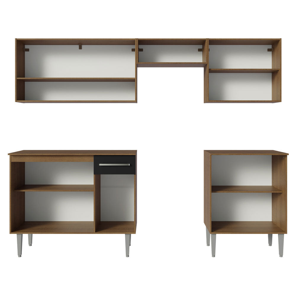 Armário de Cozinha Compacta 229cm Rustic/Preto Emilly Madesa 15