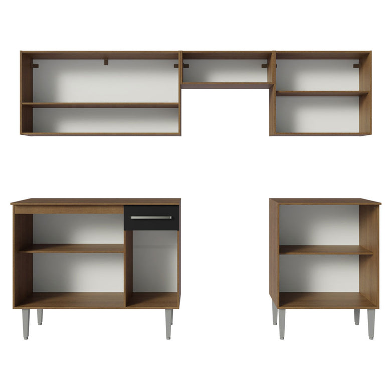 Armário de Cozinha Compacta 229cm Rustic/Preto Emilly Madesa 15