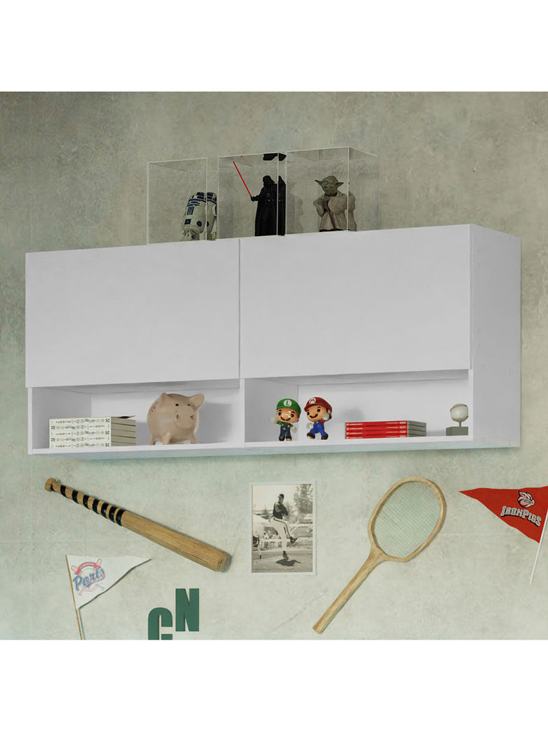 Armário Aéreo para Quarto com Nicho e Prateleira 120cm Branco Madesa