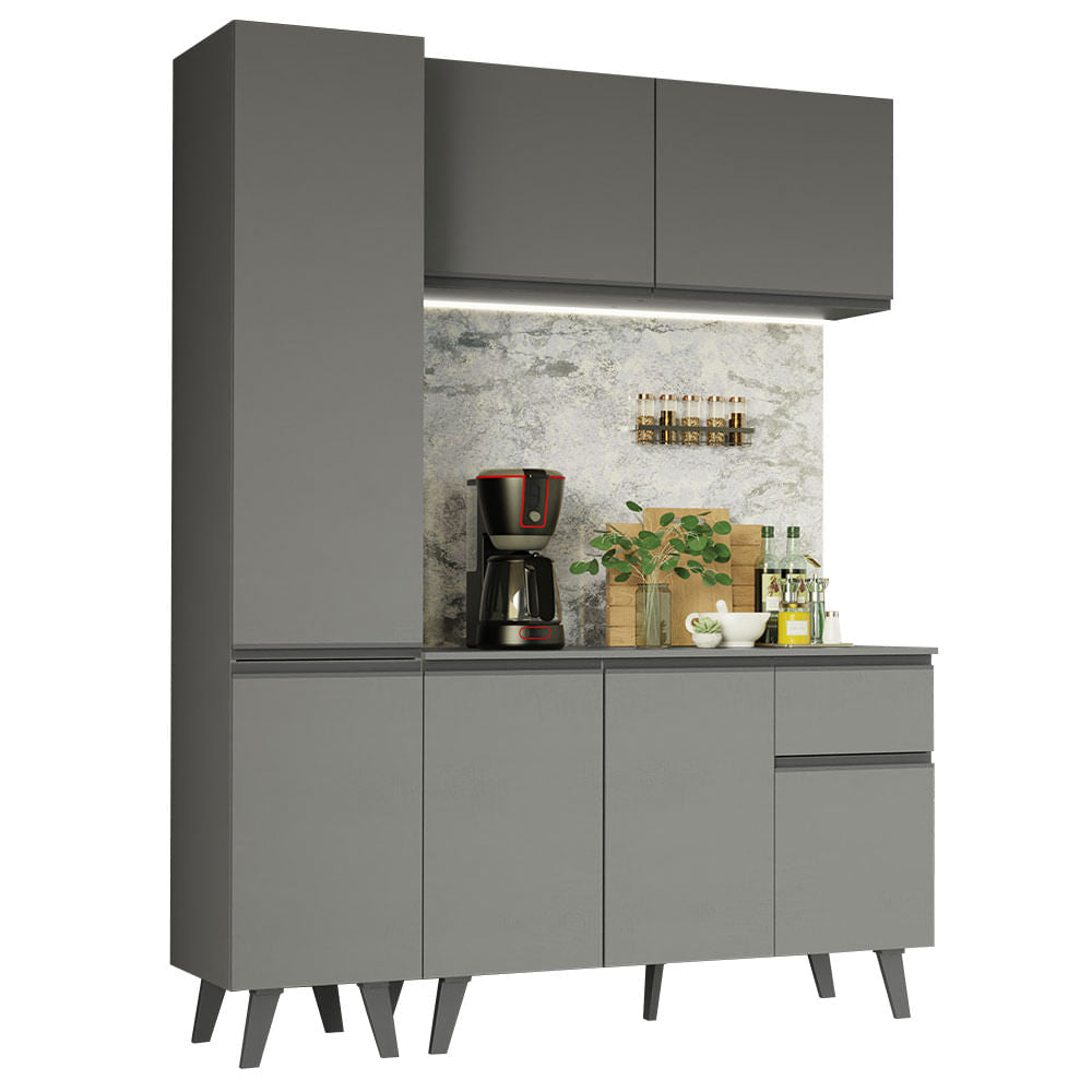 Armário de Cozinha Compacta 160cm Cinza Nice Madesa 01 - Cinza