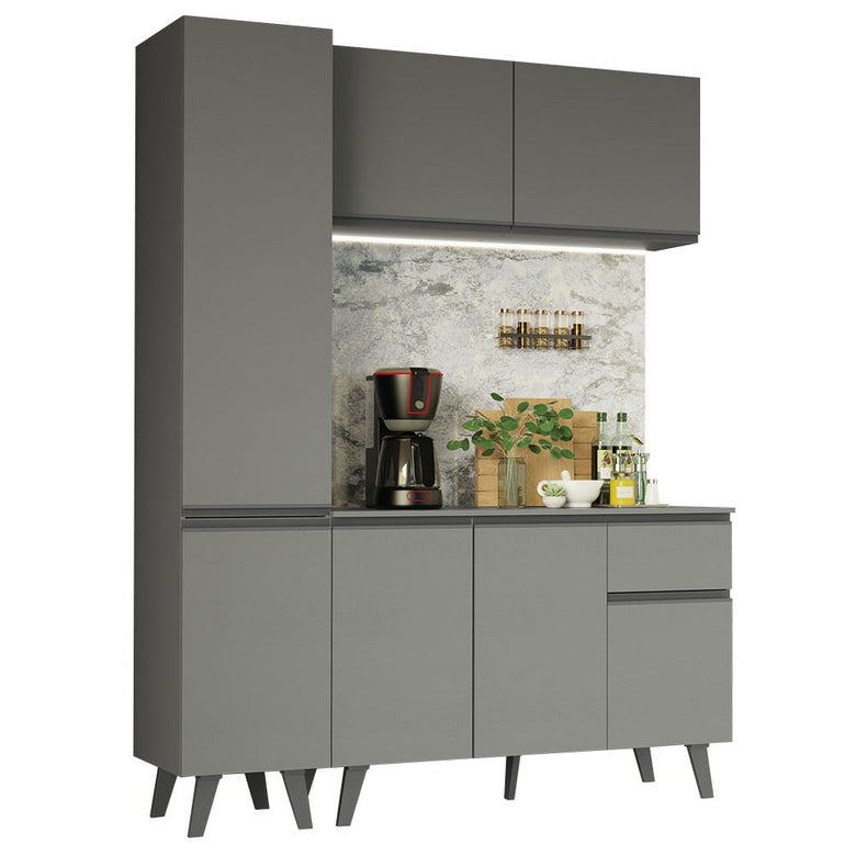 Armário de Cozinha Compacta 160cm Cinza Nice Madesa 01