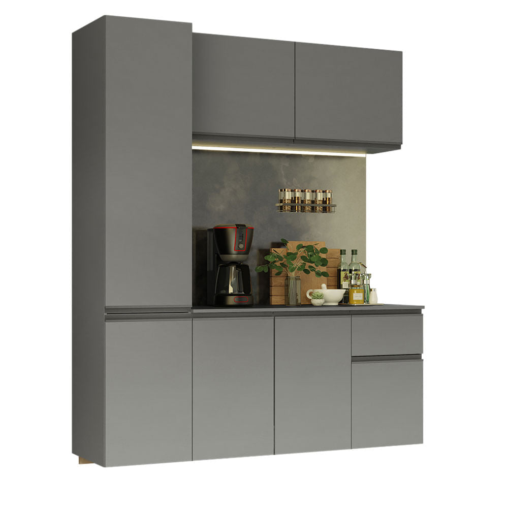 Armário de Cozinha Compacta Suspenso 160cm Cinza Nice Madesa 02 - Cinza