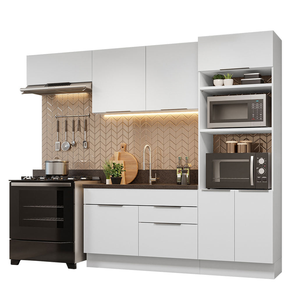 Armário de Cozinha Completa 270cm Branco Stella Madesa 10 - Branco