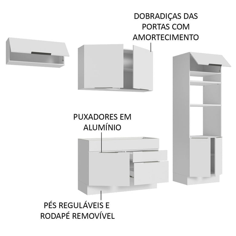 Armário de Cozinha Completa 270cm Branco Stella Madesa 10