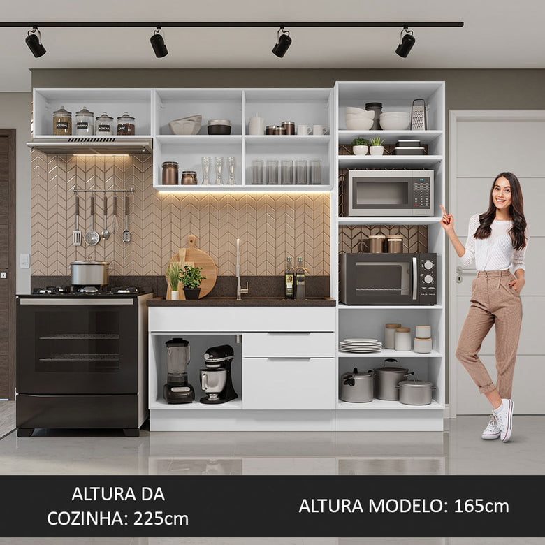 Armário de Cozinha Completa 270cm Branco Stella Madesa 10