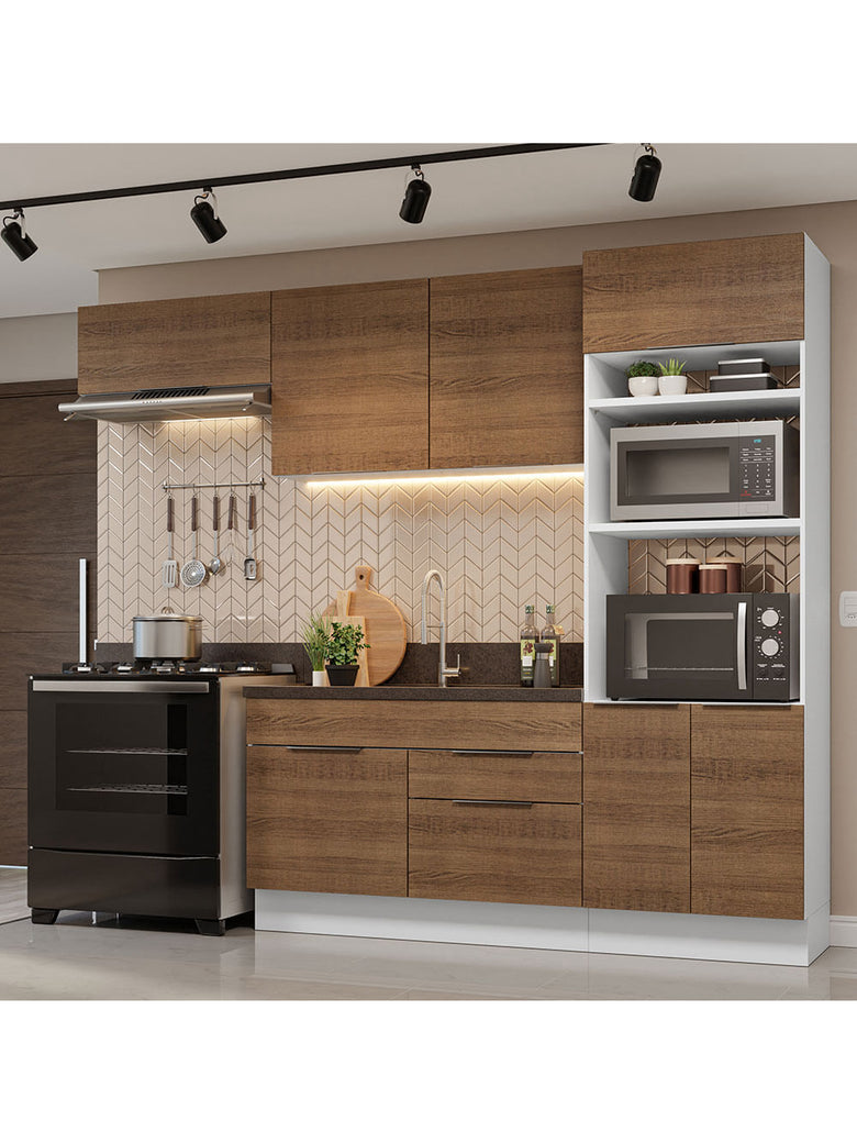 Armário de Cozinha Completa 270cm Branco/Rustic Stella Madesa 10