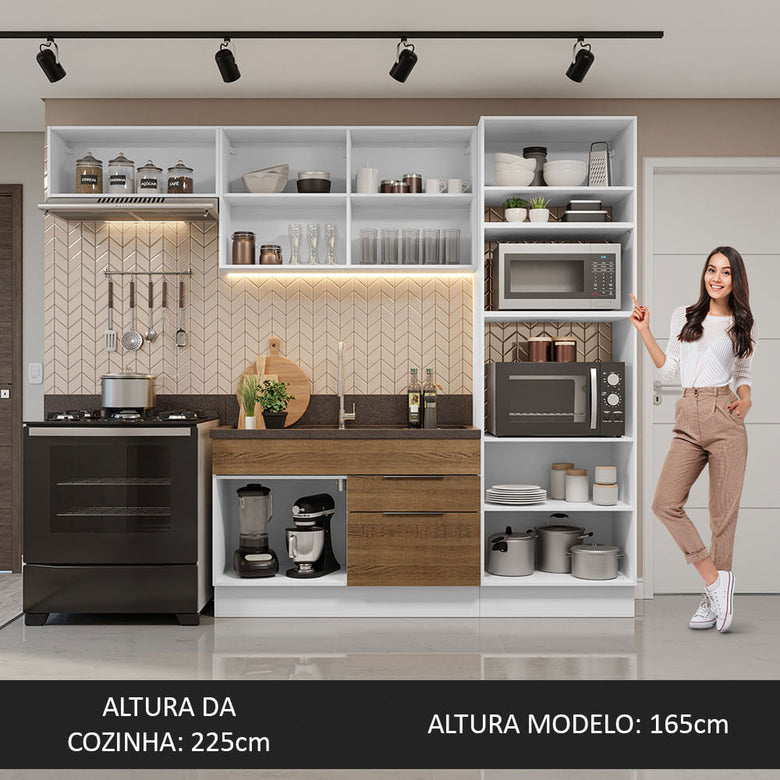 Armário de Cozinha Completa 270cm Branco/Rustic Stella Madesa 10