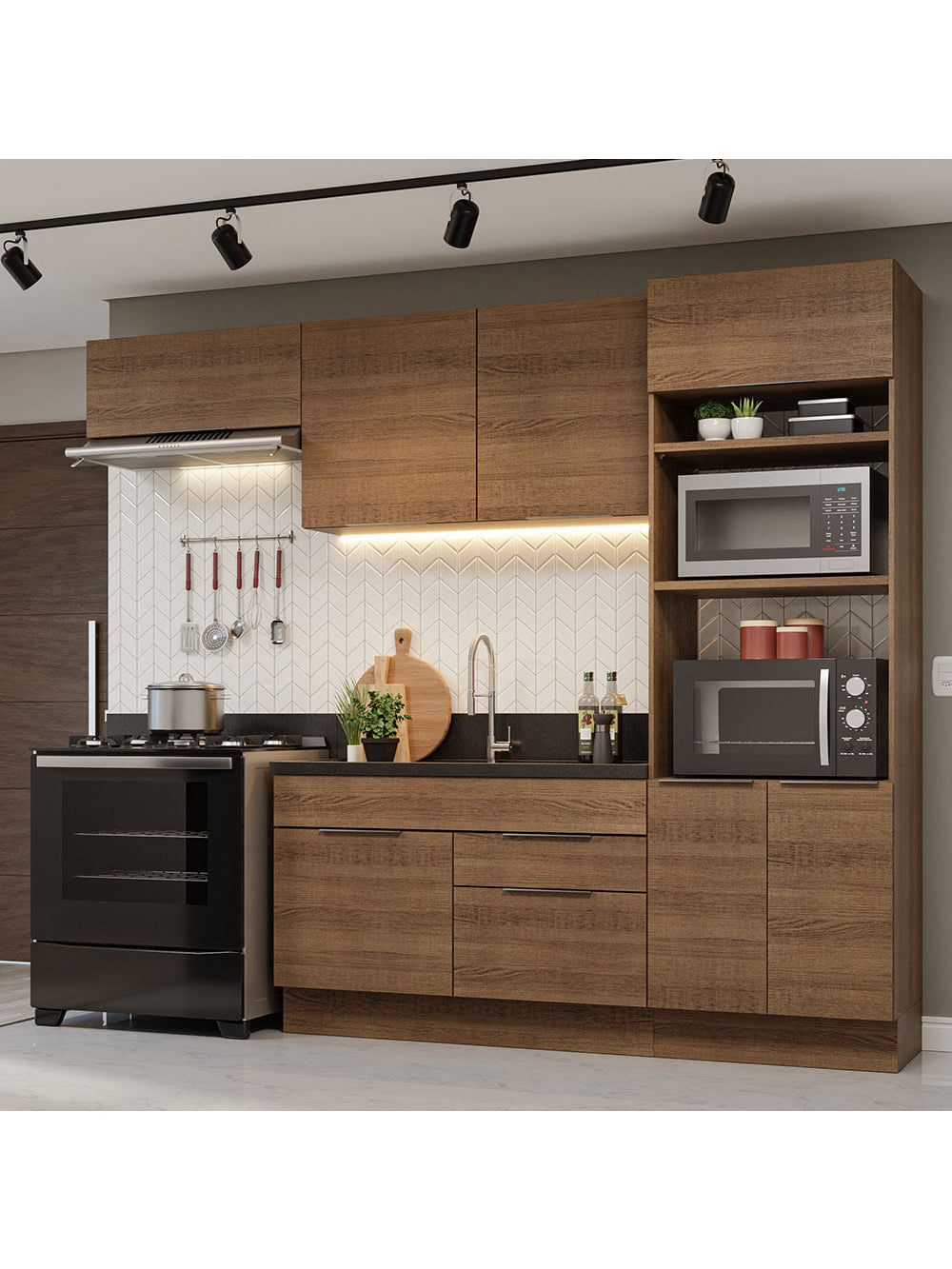 Armário de Cozinha Completa 270cm Rustic Stella Madesa 10 - Rustic