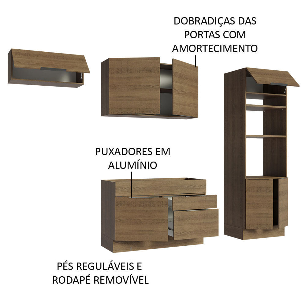 Armário de Cozinha Completa 270cm Rustic Stella Madesa 10