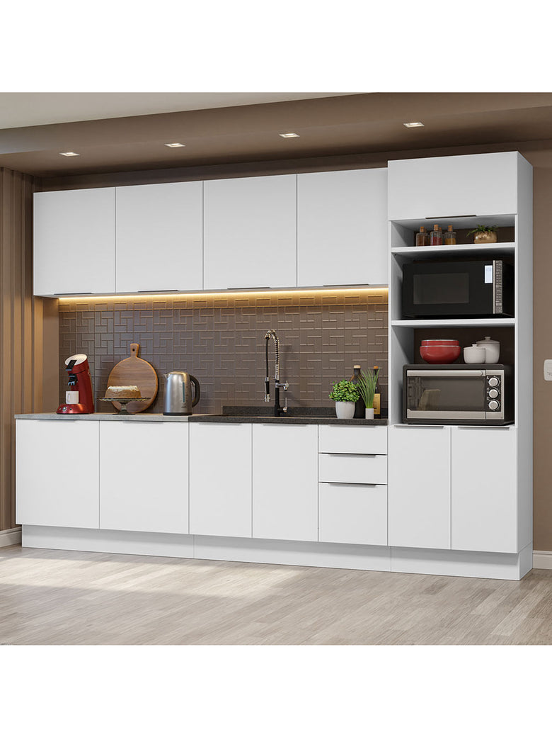Armário de Cozinha Completa 310cm Branco Stella Madesa 01