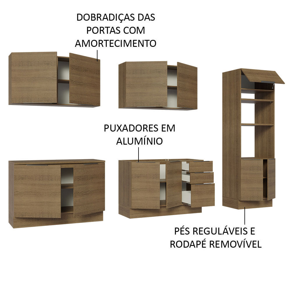 Armário de Cozinha Completa 310cm Rustic Stella Madesa 01