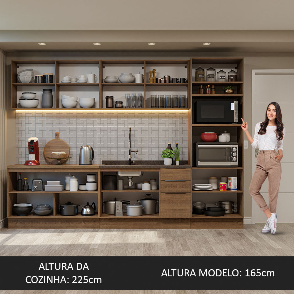 Armário de Cozinha Completa 310cm Rustic Stella Madesa 01