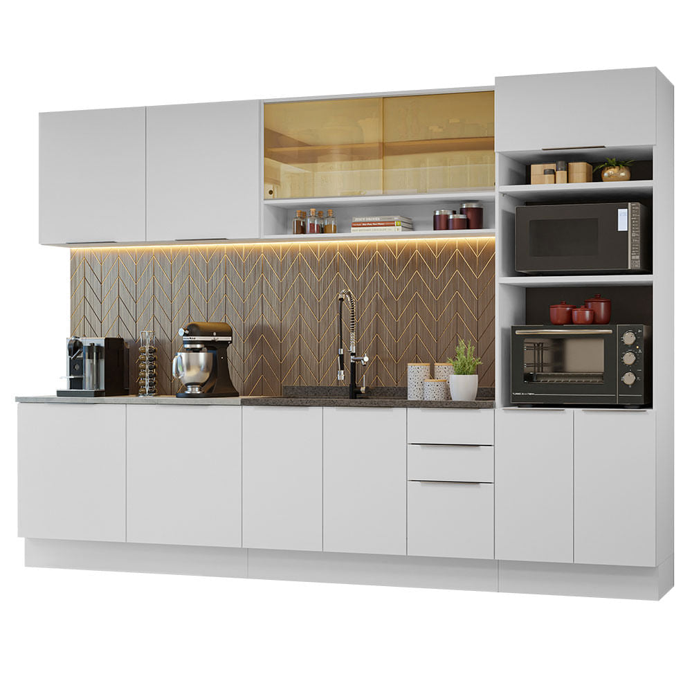 Armário de Cozinha Completa 310cm Branco Stella Madesa 02 - Branco