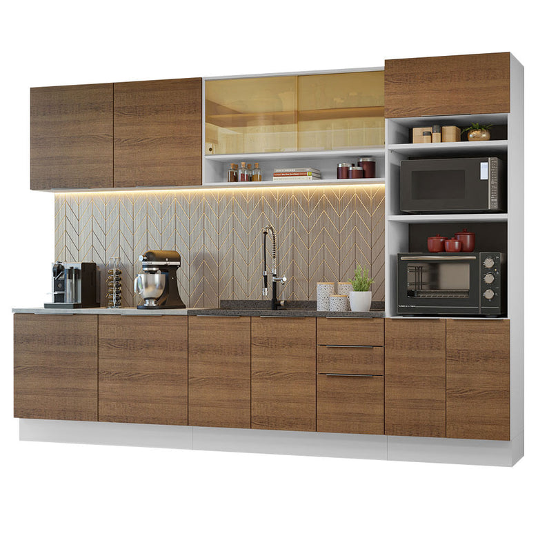 Armário de Cozinha Completa 310cm Branco/Rustic Stella Madesa 02