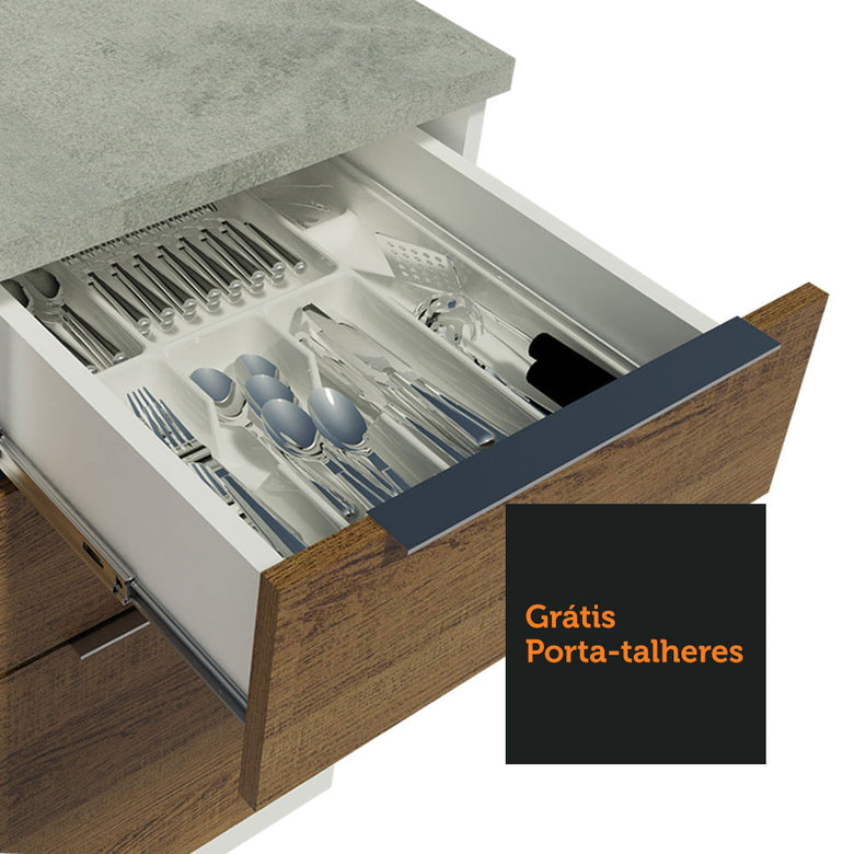 Armário de Cozinha Completa 310cm Branco/Rustic Stella Madesa 02