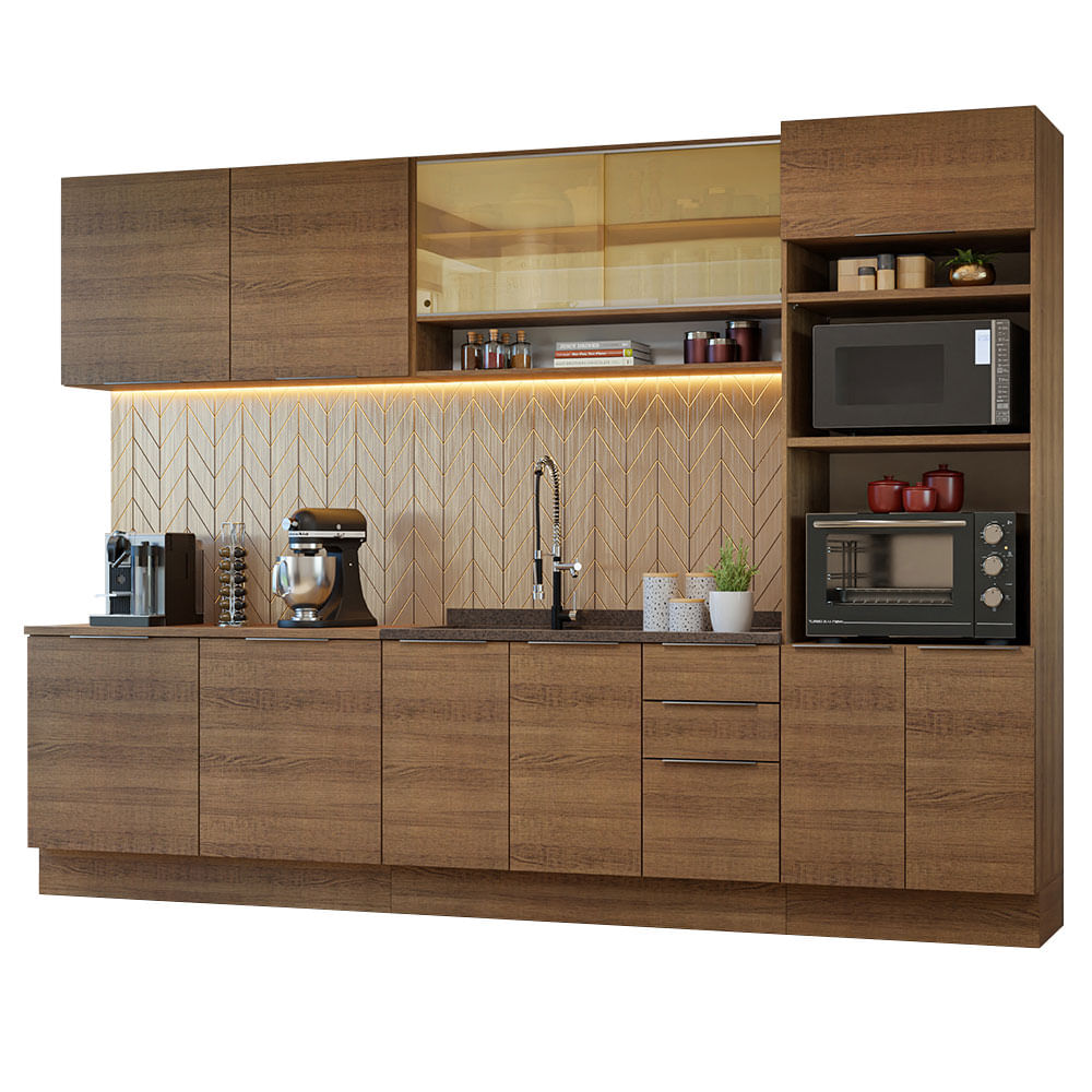 Armário de Cozinha Completa 310cm Rustic Stella Madesa 02 - Rustic