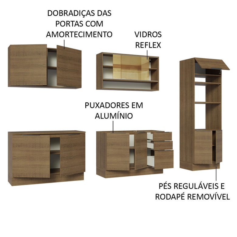 Armário de Cozinha Completa 310cm Rustic Stella Madesa 02