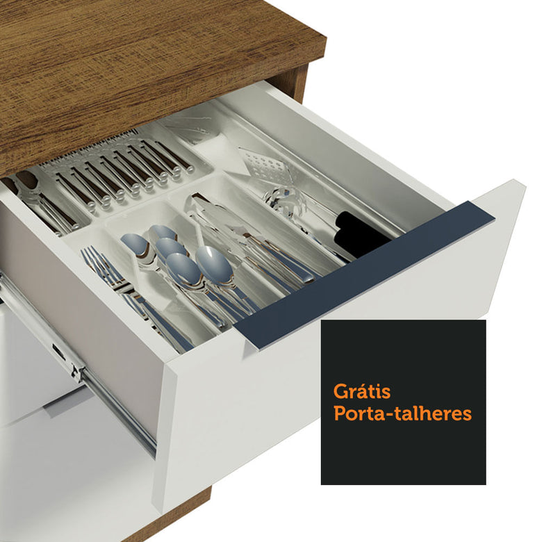 Armário de Cozinha Completa 310cm Rustic/Branco Stella Madesa 02