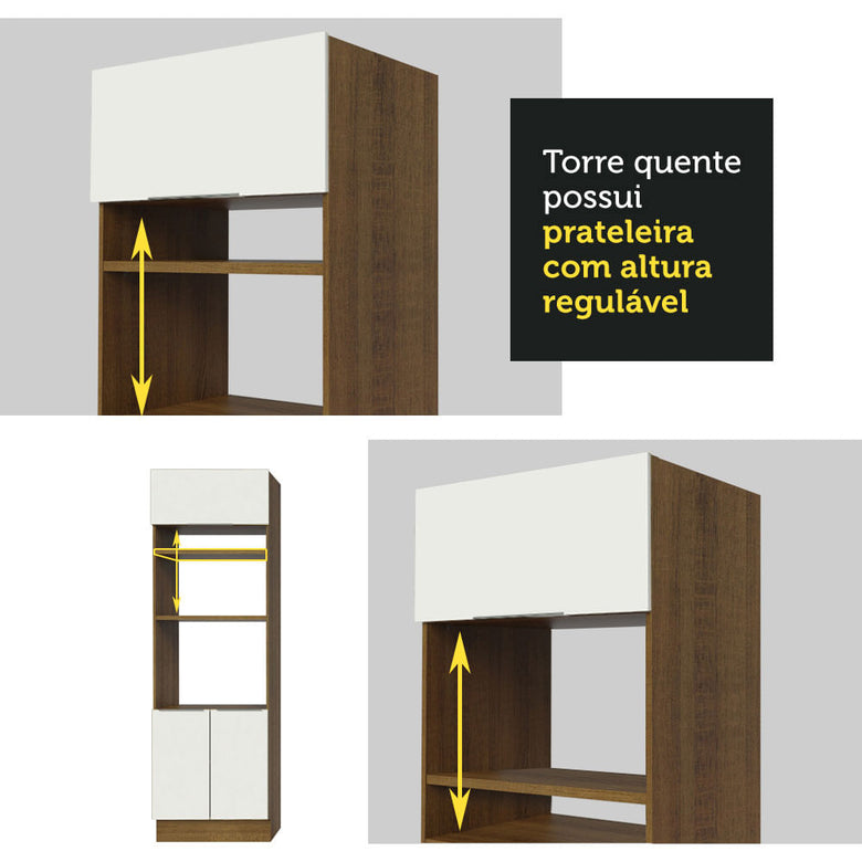 Armário de Cozinha Completa 310cm Rustic/Branco Stella Madesa 02