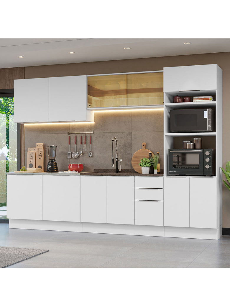 Armário de Cozinha Completa 310cm Branco Stella Madesa 03