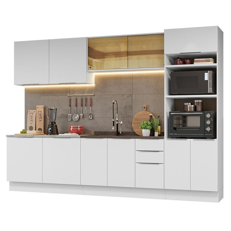 Armário de Cozinha Completa 310cm Branco Stella Madesa 03