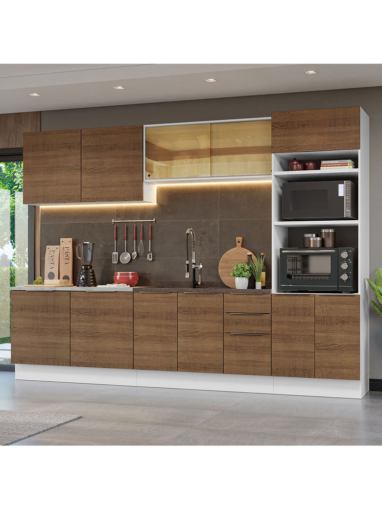 Armário de Cozinha Completa 310cm Branco/Rustic Stella Madesa 03
