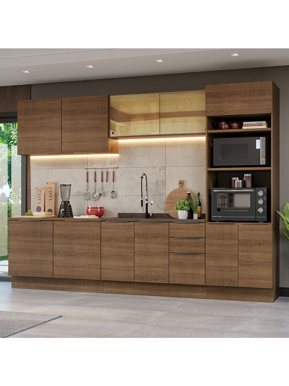 Armário de Cozinha Completa 310cm Rustic Stella Madesa 03 - Rustic