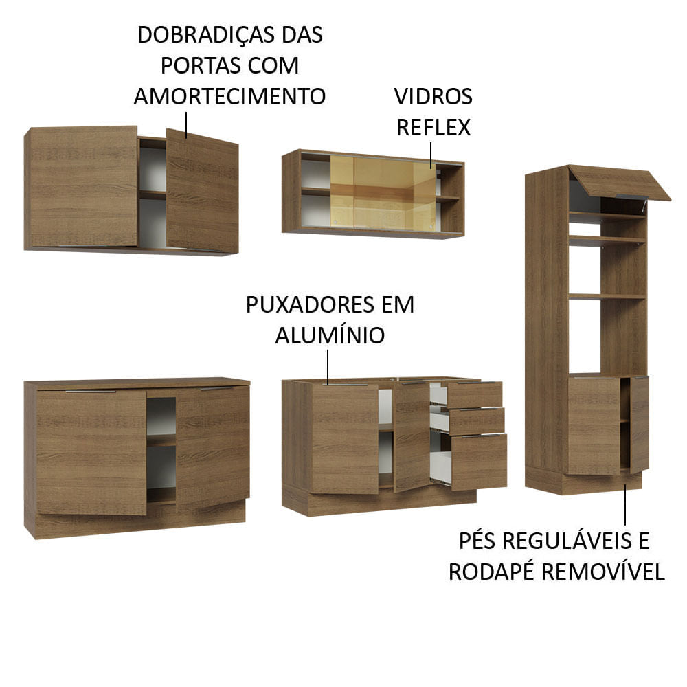 Armário de Cozinha Completa 310cm Rustic Stella Madesa 03