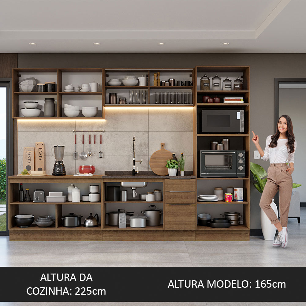 Armário de Cozinha Completa 310cm Rustic Stella Madesa 03