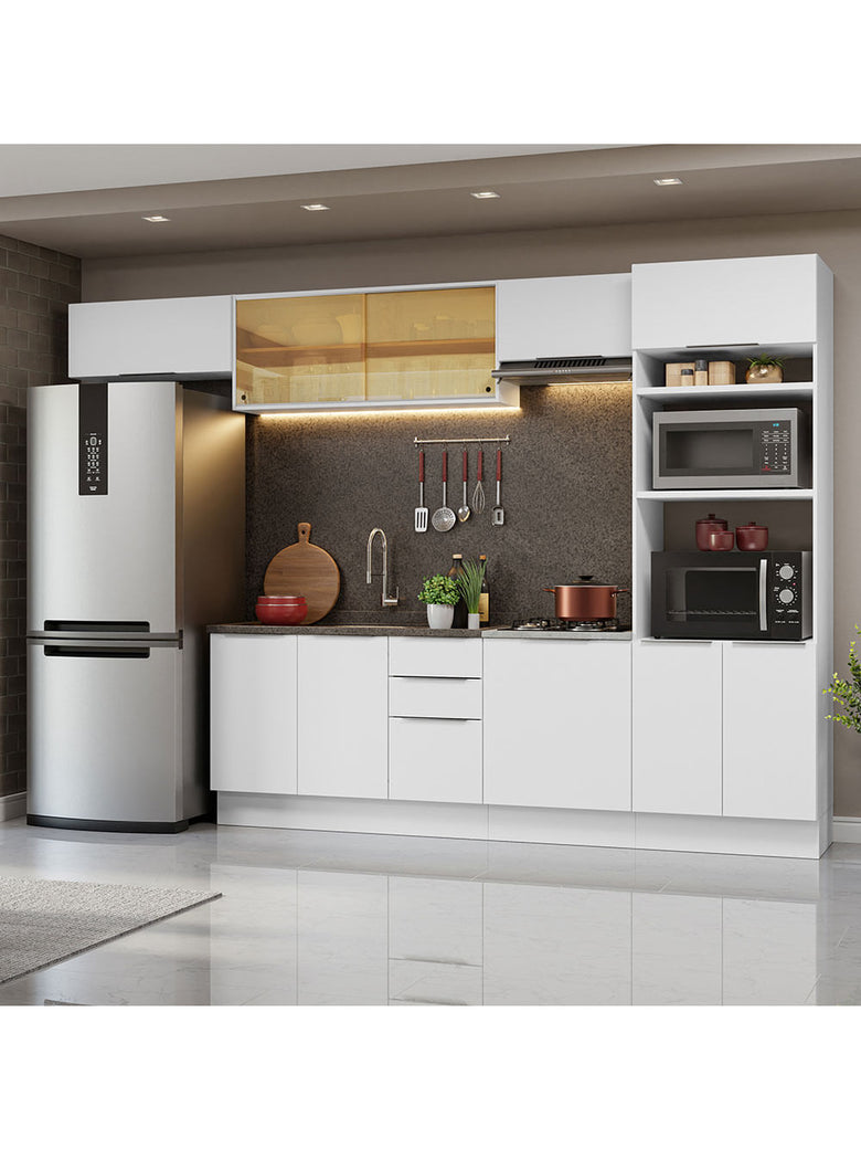Armário de Cozinha Completa 330cm Branco Stella Madesa 04