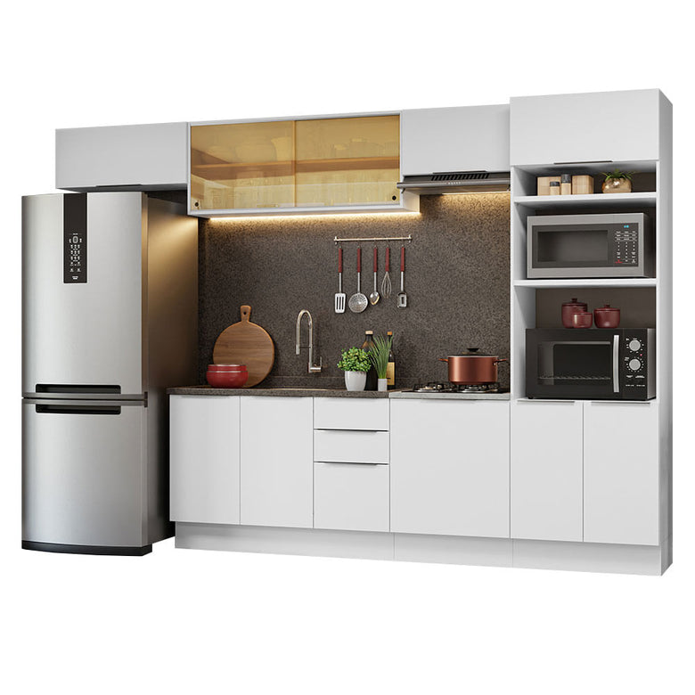 Armário de Cozinha Completa 330cm Branco Stella Madesa 04