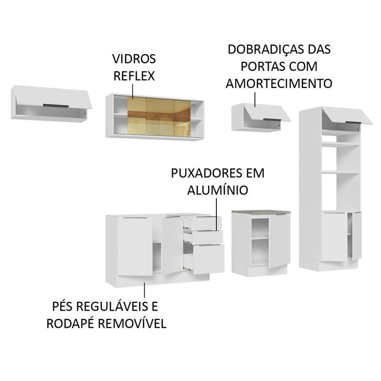 Armário de Cozinha Completa 330cm Branco Stella Madesa 04