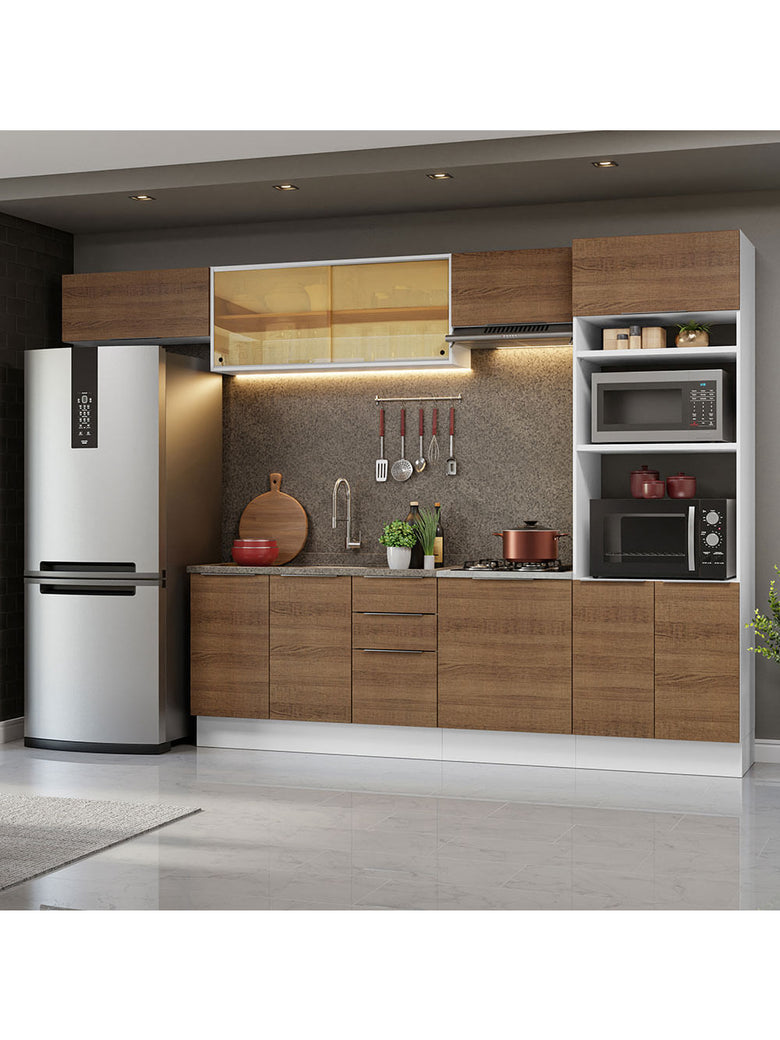 Armário de Cozinha Completa 330cm Branco/Rustic Stella Madesa 04