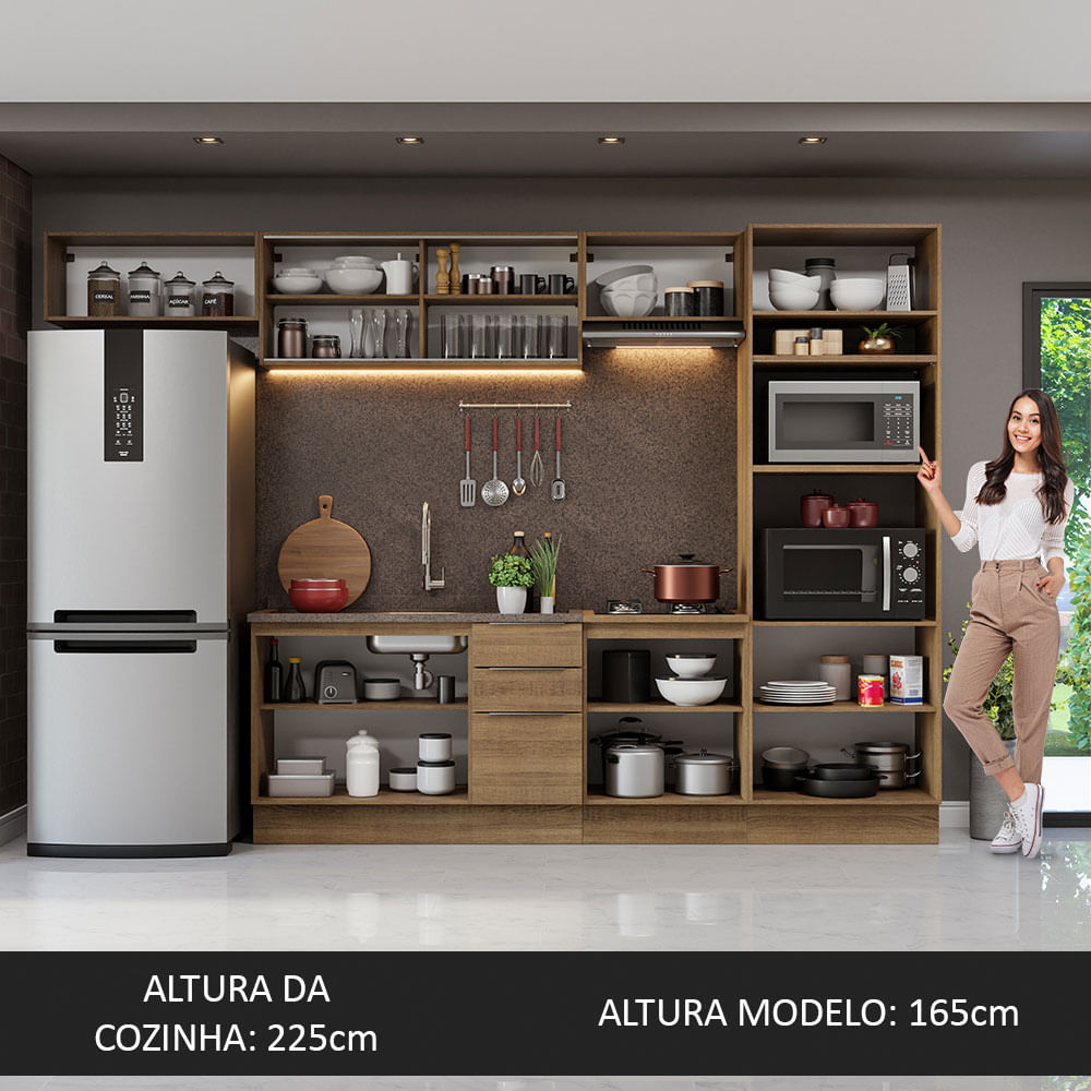 Armário de Cozinha Completa 330cm Rustic Stella Madesa 04