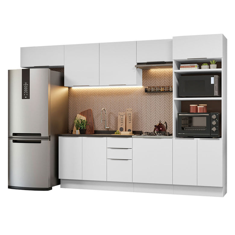 Armário de Cozinha Completa 330cm Branco Stella Madesa 05