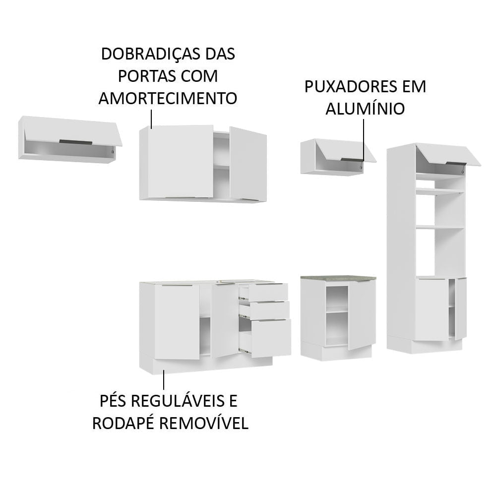 Armário de Cozinha Completa 330cm Branco Stella Madesa 05