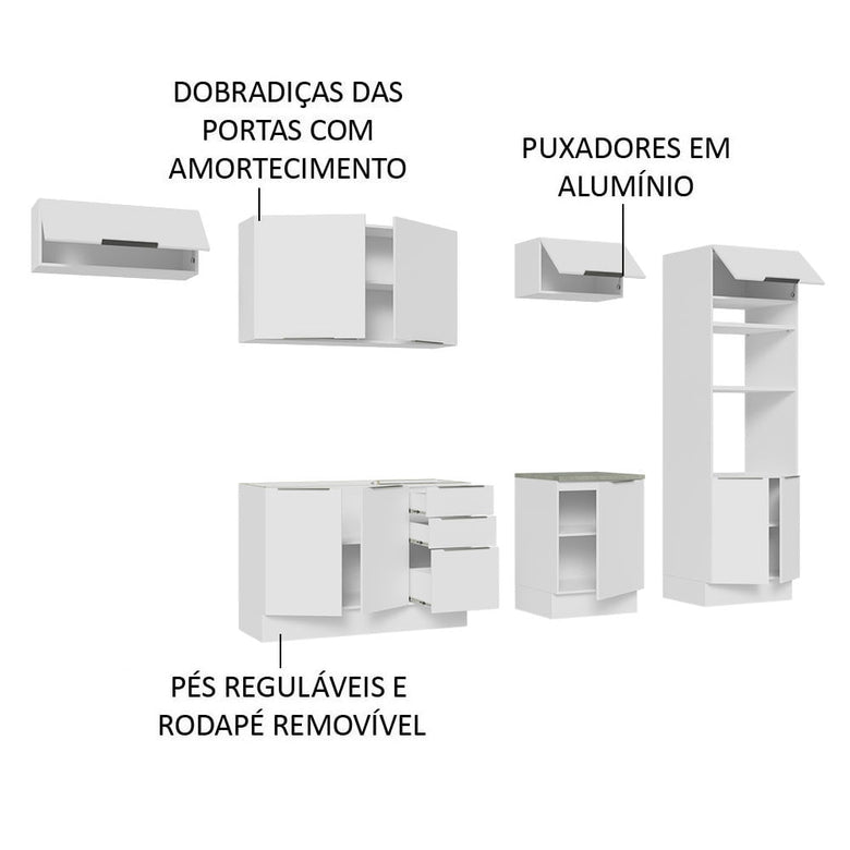 Armário de Cozinha Completa 330cm Branco Stella Madesa 05