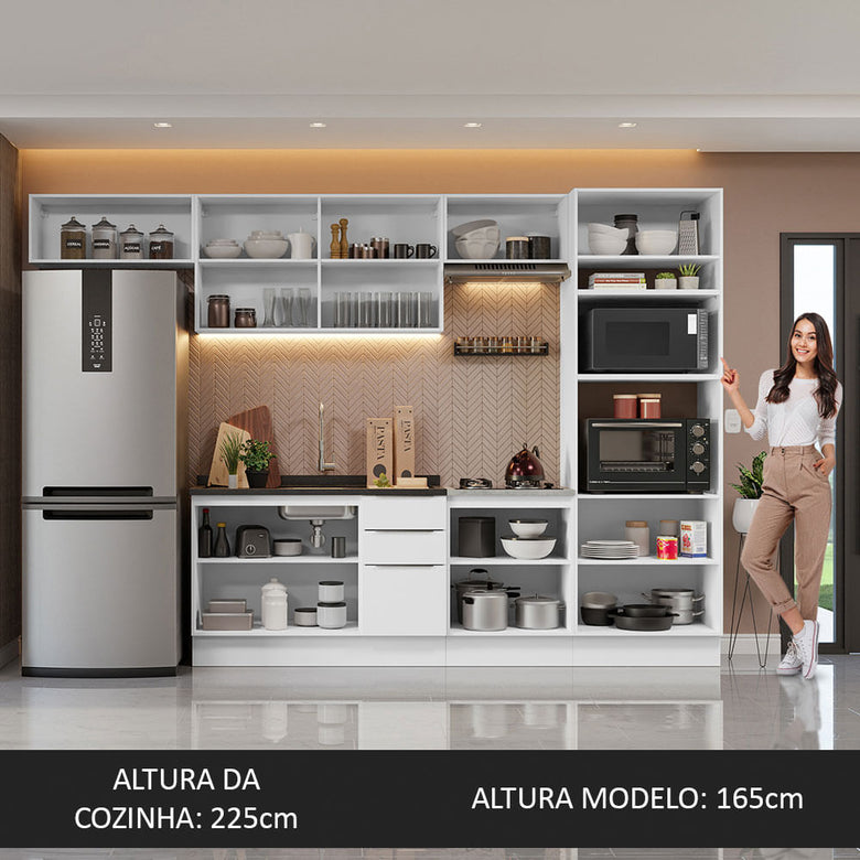 Armário de Cozinha Completa 330cm Branco Stella Madesa 05