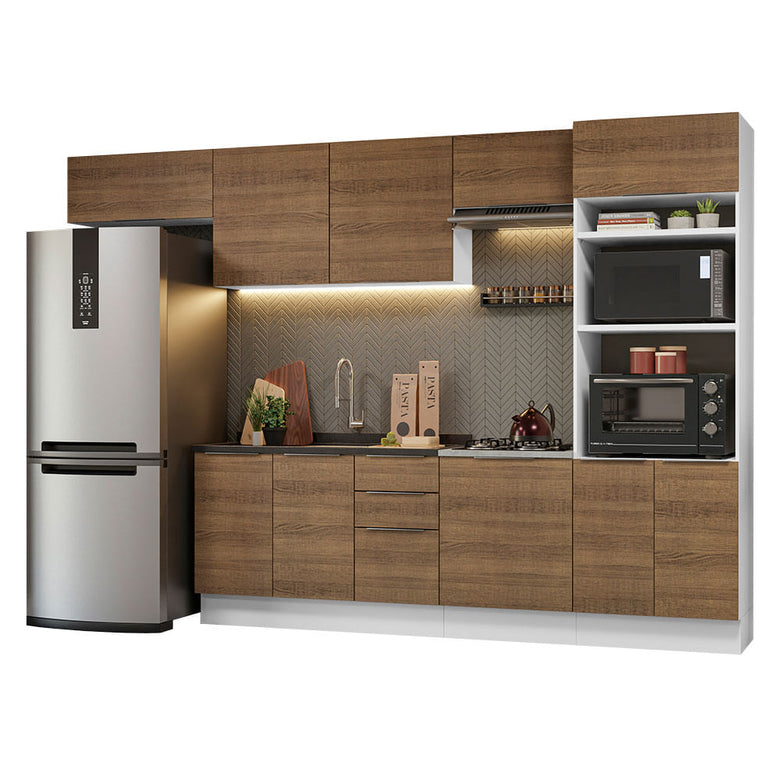 Armário de Cozinha Completa 330cm Branco/Rustic Stella Madesa 05