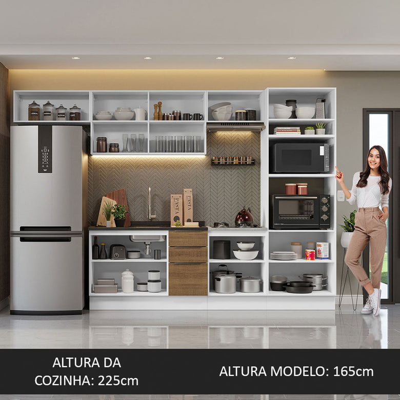 Armário de Cozinha Completa 330cm Branco/Rustic Stella Madesa 05